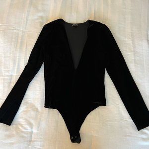 Black Velvet Deep V Express body Suit